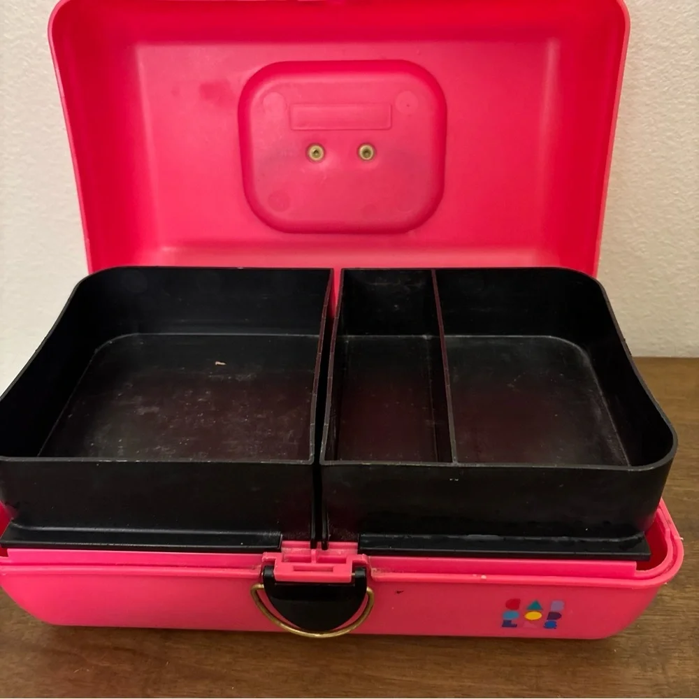 Caboodles Makeup‎ Case Hot Pink Black Vintage 1990s Model 2602 USA Slide Trays